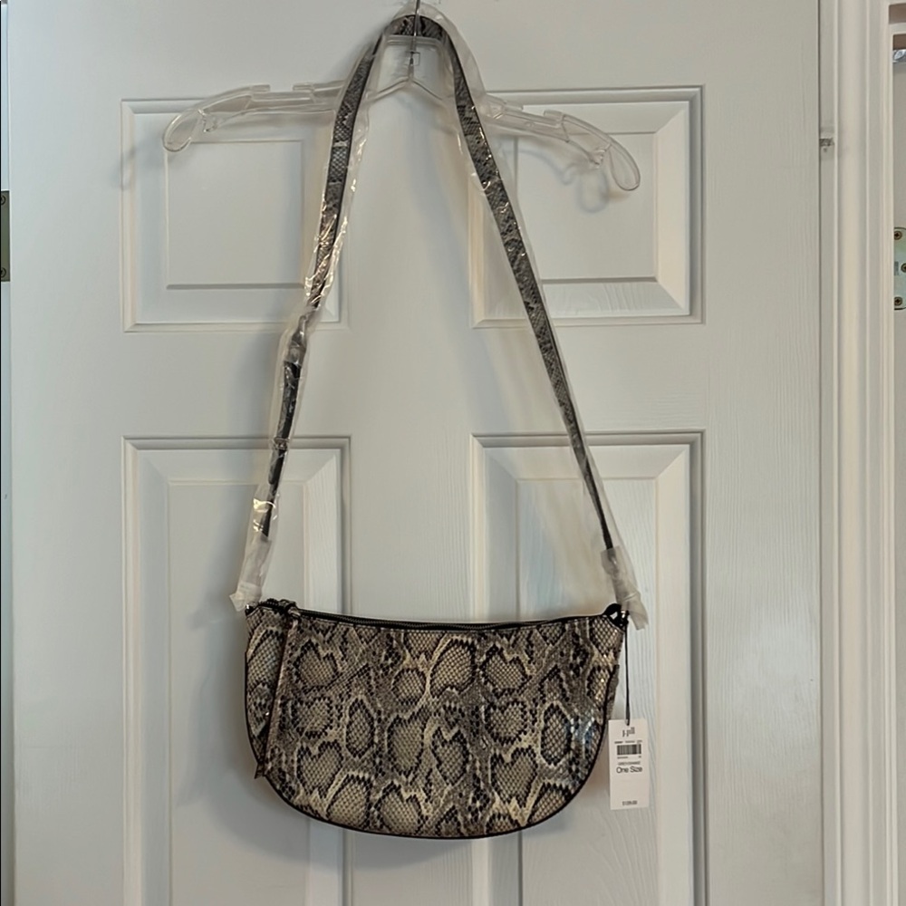 J. Jill Black and Cream Shoulder Bag with Snakeskin Print